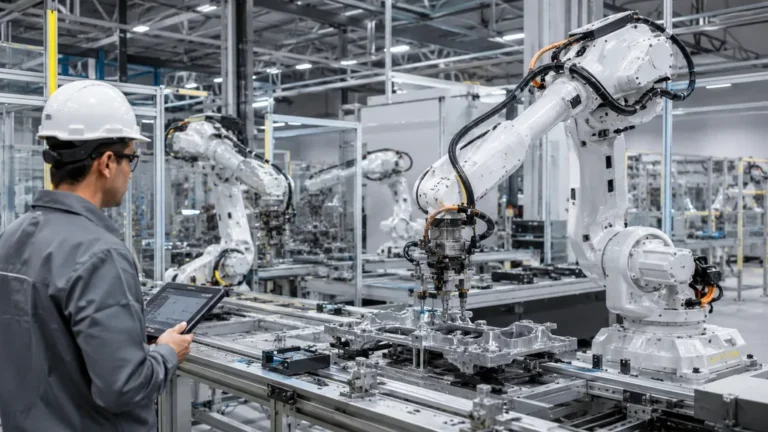 Bras robotiques industriels en fonctionnement dans une usine automatisée moderne