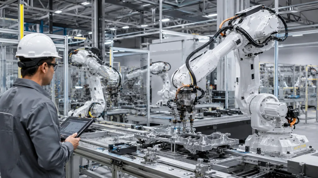 Bras robotiques industriels en fonctionnement dans une usine automatisée moderne