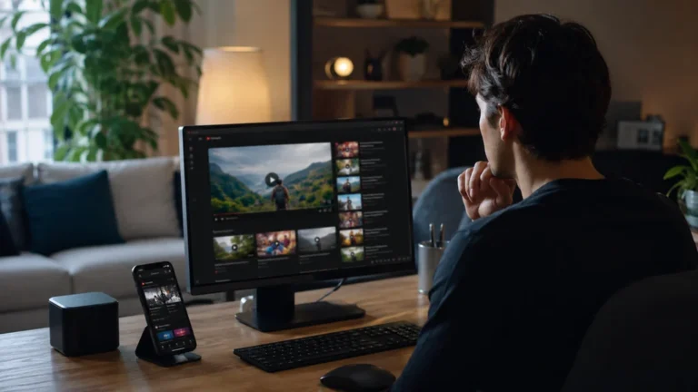 Utilisateur consultant une plateforme vidéo appartenant à Google sur ordinateur