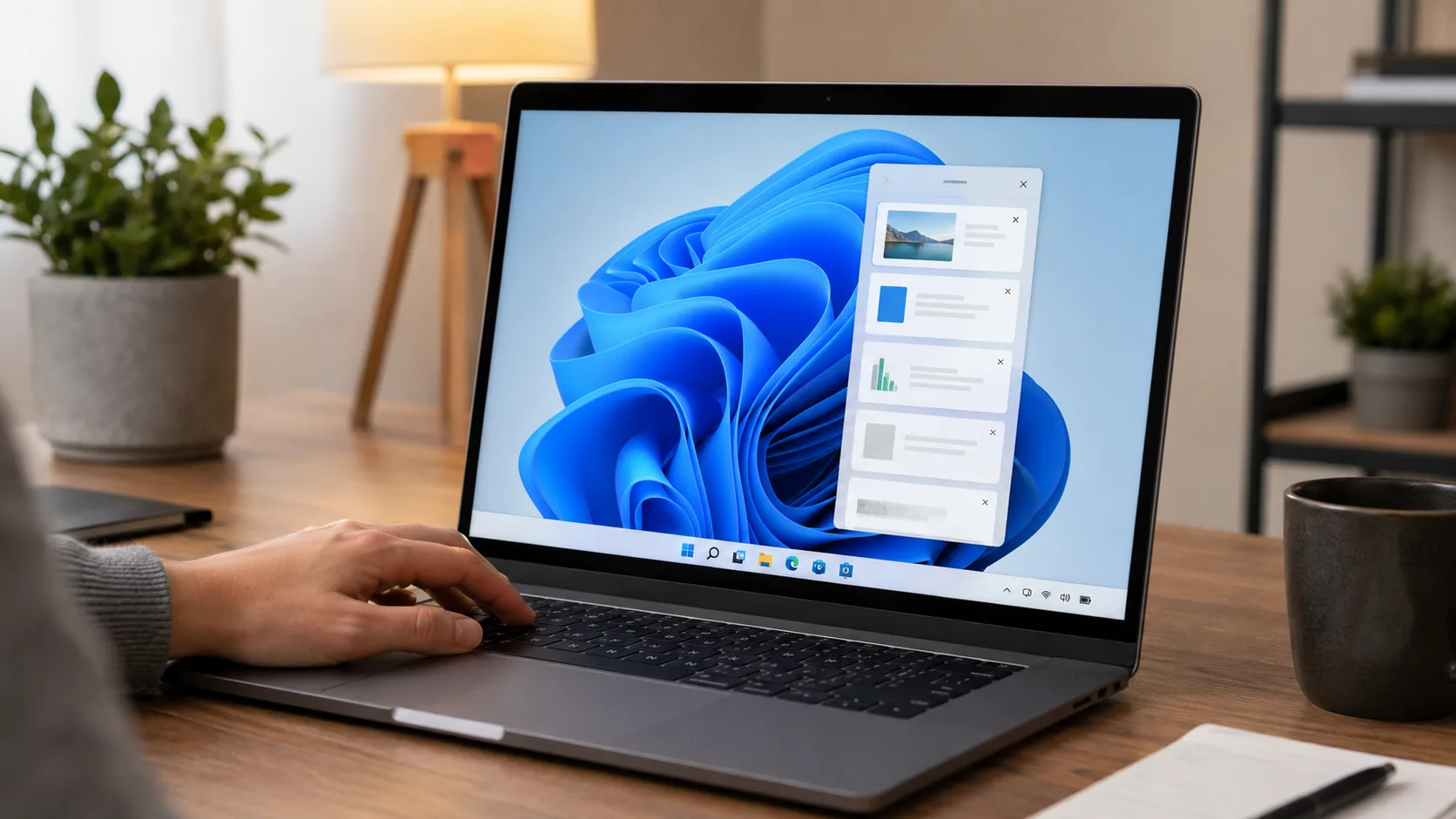 Historique du presse-papiers Windows affiché sur un ordinateur portable moderne