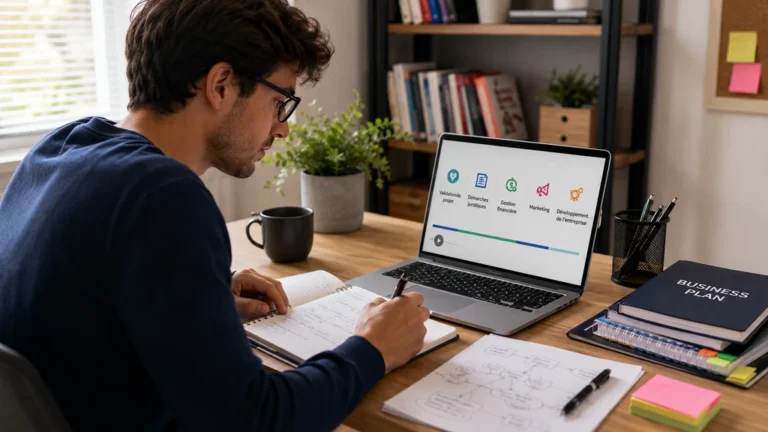 Professionnel étudiant des outils d’intelligence artificielle pour améliorer sa stratégie marketing digital