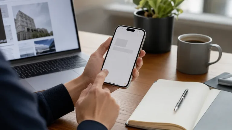 Personne consultant le presse papier iPhone en collant un contenu dans l’application Notes