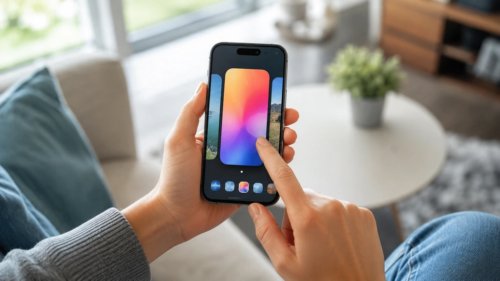 Utilisateur en train de changer le fond d’écran de son iPhone depuis les options de personnalisation
