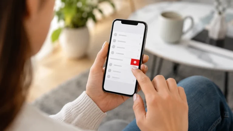 Personne débloquant un numéro de téléphone depuis la liste des contacts bloqués sur un iPhone