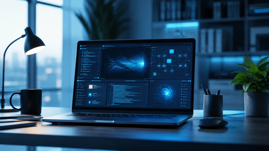 Bureau moderne avec ordinateur affichant une interface numérique avancée, illustrant la catégorie Informatique.