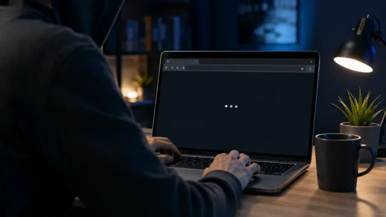 Internaute consultant sur son ordinateur un site de streaming indisponible ou en cours de chargement