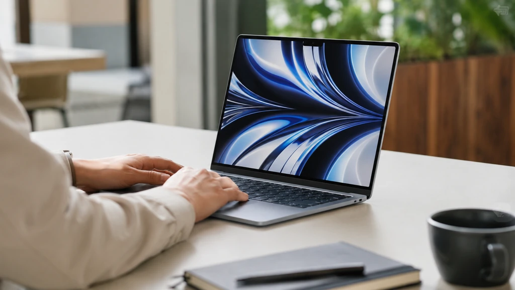 Utilisateur travaillant sur un MacBook Air 2022 M2 dans un espace de travail moderne et lumineux