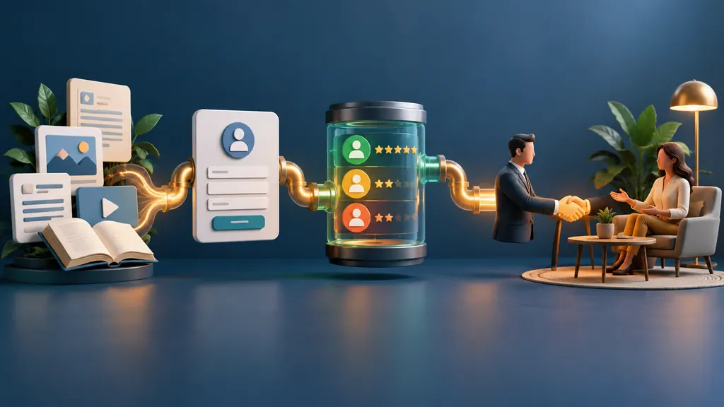 Un parcours relie contenu, qualification des leads et échange commercial